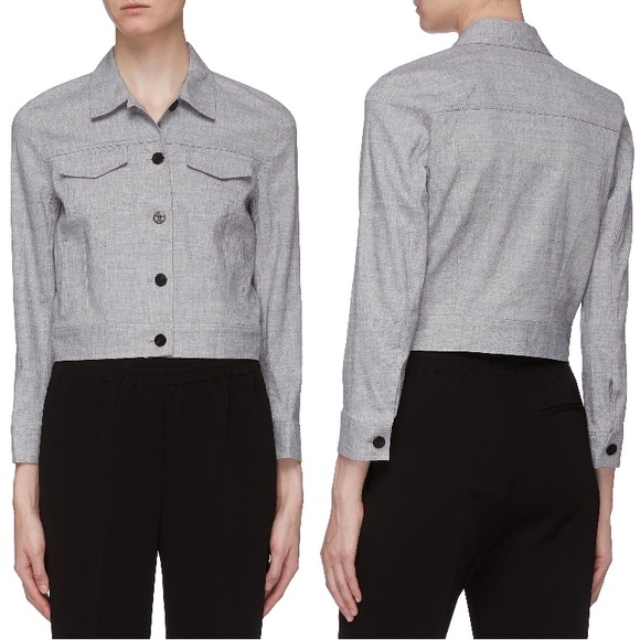 Theory Denim Light JCKT/Long Sleeve Bluet Melange Eco Sharkskin Top. Size S NWT - Picture 9 of 15